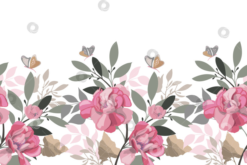 Скачать Векторный цветочный бесшовный панорамный узор фотосток Ozero