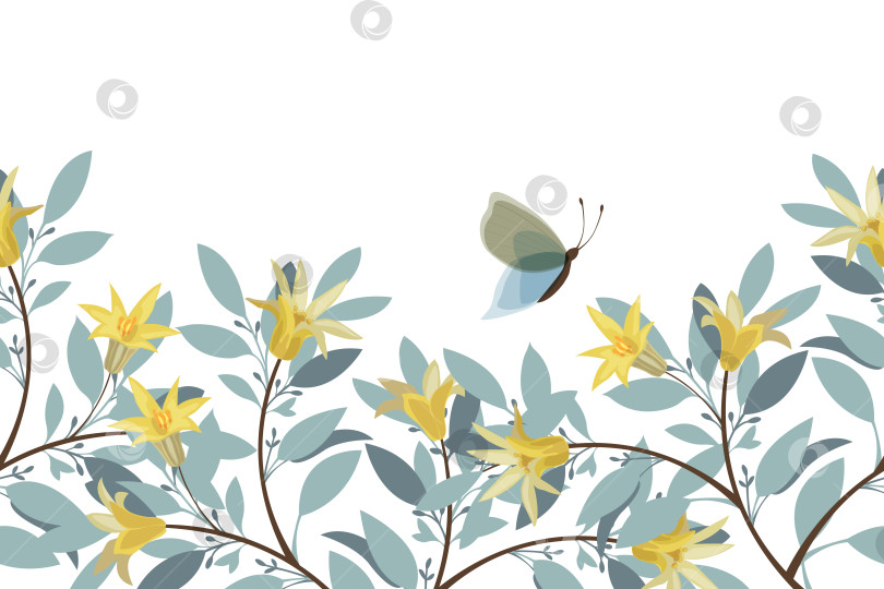 Скачать Векторный цветочный бесшовный панорамный узор, кайма фотосток Ozero