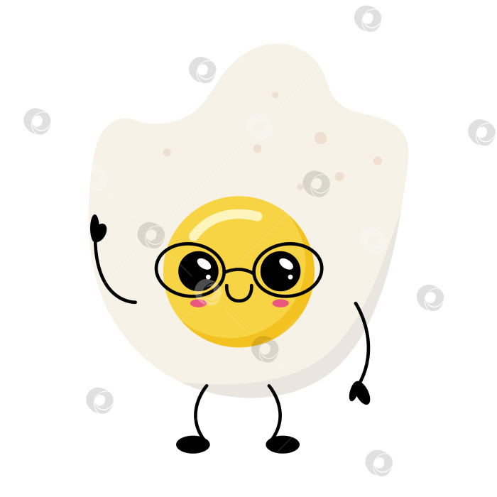 Скачать Персонаж из жареного яйца в очках, выделенный на прозрачном фоне. фотосток Ozero