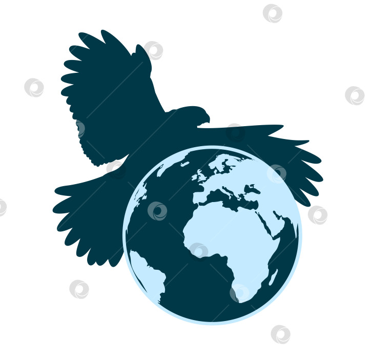 Скачать Глобус с летящим орлом. фотосток Ozero
