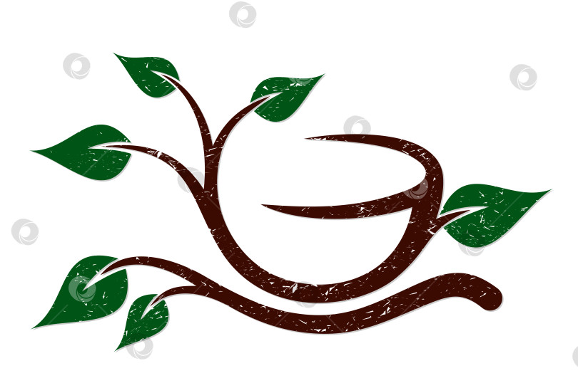 Скачать Логотип чайной чашки с листьями. фотосток Ozero
