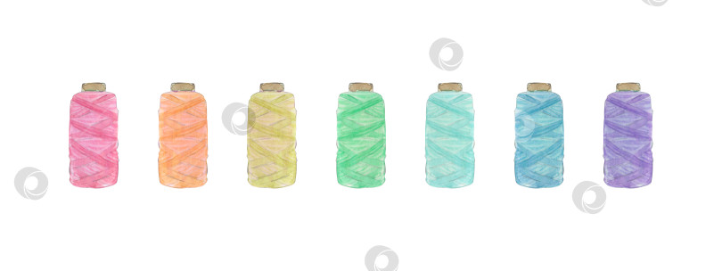 Скачать Акварельная иллюстрация и набор для шитья. Подходит для студии или школы, а также для дизайнера. Вышивка . Шить фотосток Ozero