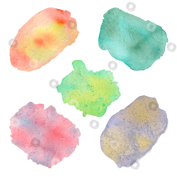 Скачать Набор акварельных кружочков, дерзких и разноцветных. акварель на белом фоне, всплеск акварели. Нарисовано вручную на прозрачном фоне фотосток Ozero