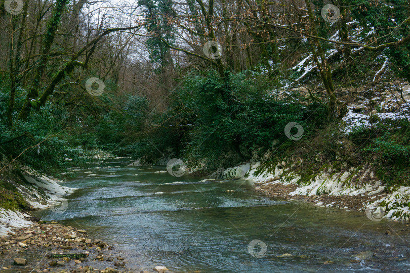 Скачать река в лесу зимой. Красивый зимний пейзаж с рекой. фотосток Ozero