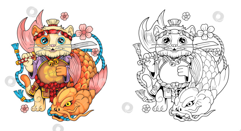 Скачать Кот самурай фотосток Ozero