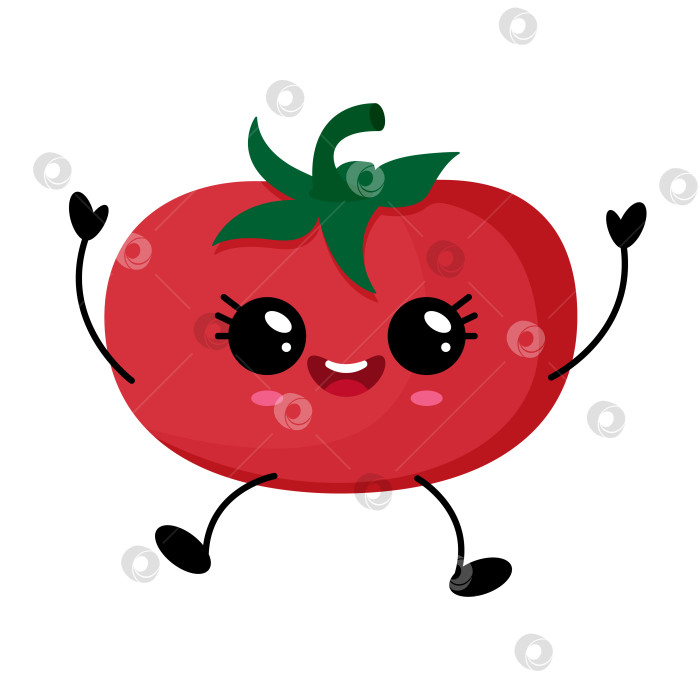 Скачать Симпатичный дизайн кавайного персонажа в виде помидора. фотосток Ozero