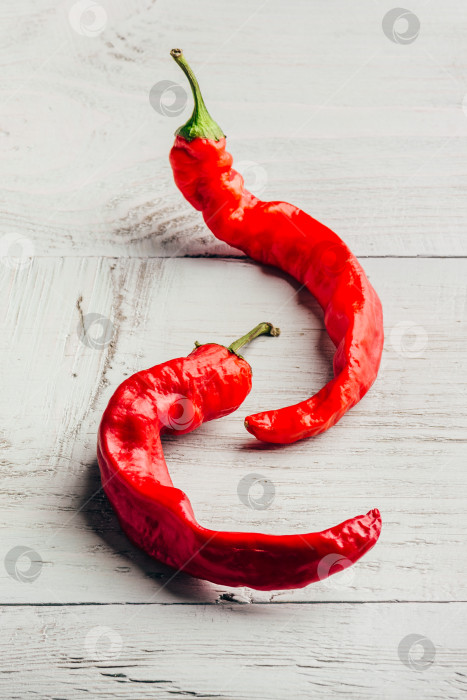 Скачать Два перца чили на белом фоне. фотосток Ozero