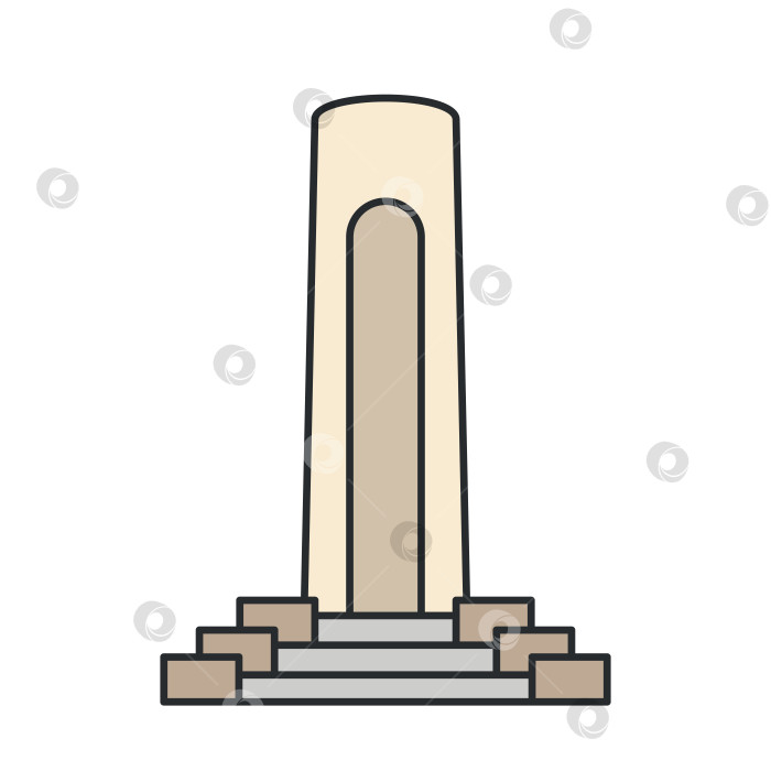 Скачать Мемориальный обелиск-памятник, выделенный на белом фоне. Историческая достопримечательность архитектуры города. фотосток Ozero