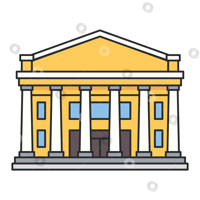 Скачать Классическое здание театра с колоннами, выделяющимися на белом фоне. Архитектурная достопримечательность города. фотосток Ozero