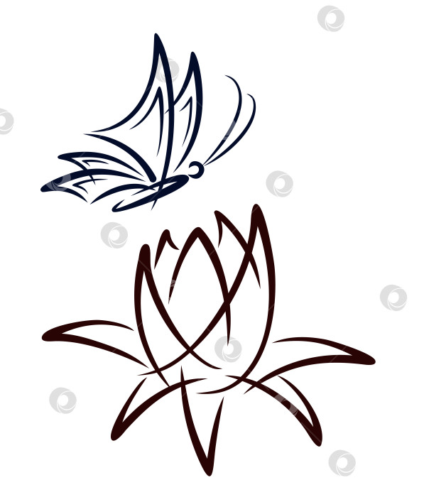 Скачать Полёт бабочки с цветком. фотосток Ozero