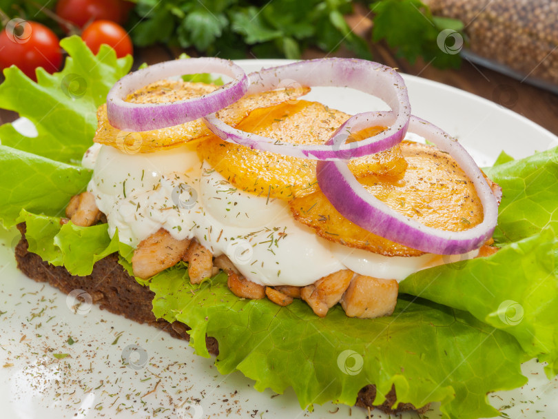 Скачать Тефтели с курицей, яйцом, картофелем и луком фотосток Ozero