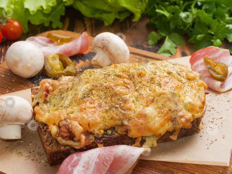 Скачать Тарталетки с беконом, грибами, сыром и халапеньо фотосток Ozero