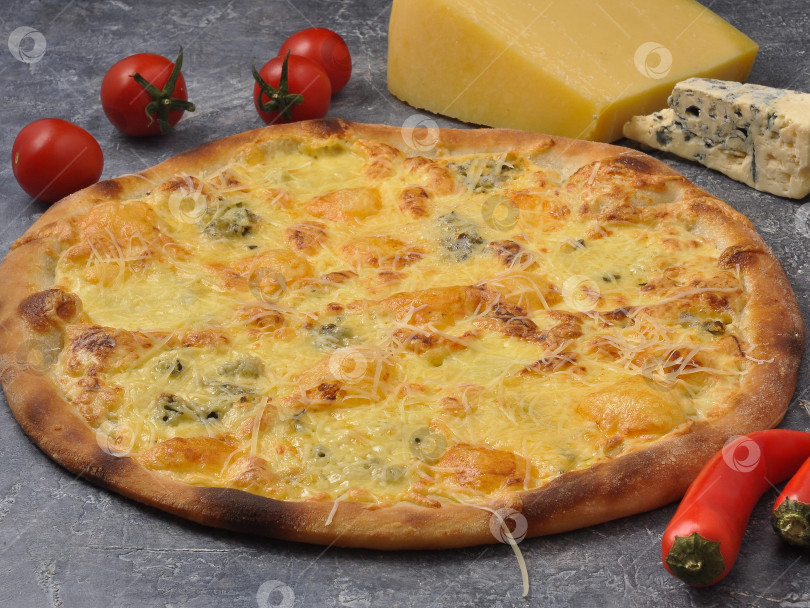Скачать Quattro formaggio - итальянская пицца с четырьмя сортами сыра фотосток Ozero