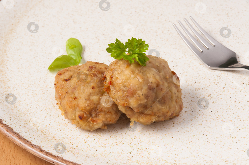 Скачать куриные отбивные, украшенные зеленью, крупным планом фотосток Ozero