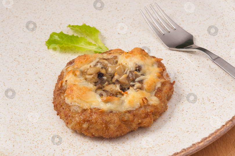 Скачать мясные котлеты с луком грибами и сыром фотосток Ozero