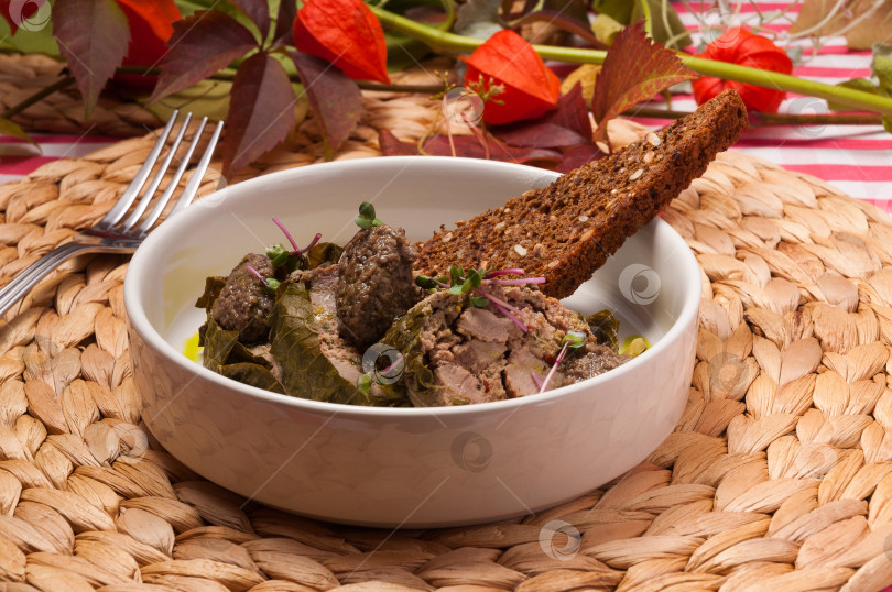 Скачать мясо с грибным соусом и многозерновым хлебом фотосток Ozero