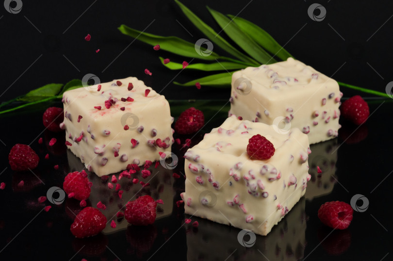 Скачать торт с шоколадным муссом и малиной в белом шоколаде фотосток Ozero