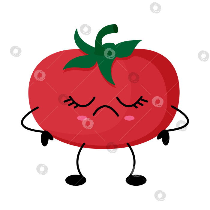 Скачать Помидорный персонаж-талисман с закрытыми глазами. фотосток Ozero