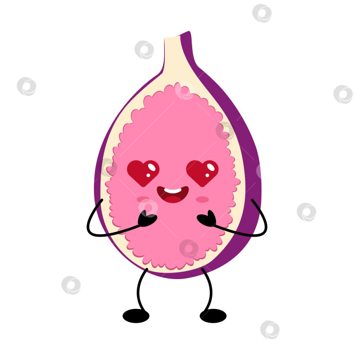 Скачать Персонаж мультфильма "Фрукты из инжира" - милое улыбающееся личико, глаза в форме сердечка. фотосток Ozero