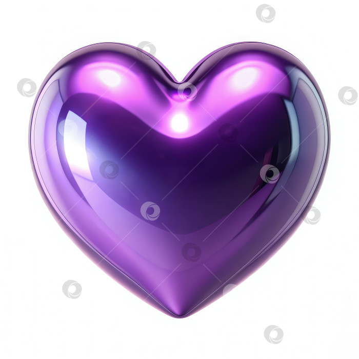 Скачать Сияющее аметистовое сердце, сверкающее на чистом холсте. Порождающий искусственный интеллект фотосток Ozero