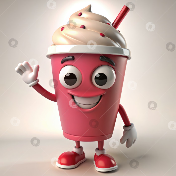 Скачать Причудливые приключения розовой чашки и взбитых сливок. Порождающий искусственный интеллект фотосток Ozero