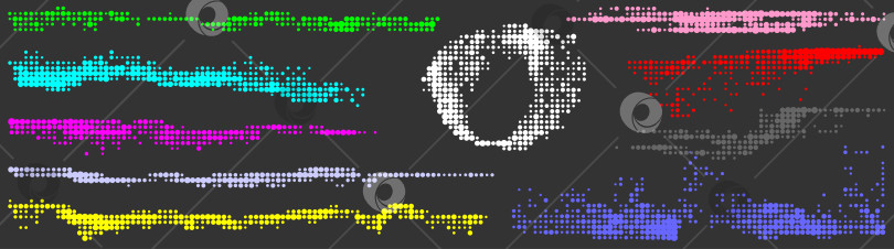 Скачать Цифровая форма, состоящая из каракулей и закорючок, точек, цветных штрихов. Фигурные линии, вихревые мазки кисти. Разноцветные яркие мазки в полтона, выделенные на черном фоне. Вектор фотосток Ozero