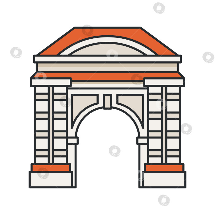 Скачать Историческая триумфальная арка на белом фоне. Классическая архитектурная достопримечательность. Иллюстрация. фотосток Ozero