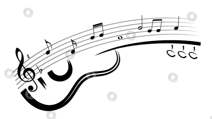 Скачать Гитара с нотами. фотосток Ozero