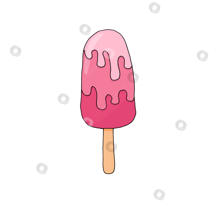 Скачать Иллюстрация - ручная графика - мороженое - фруктовый пломбир - эскимо - десерт фотосток Ozero