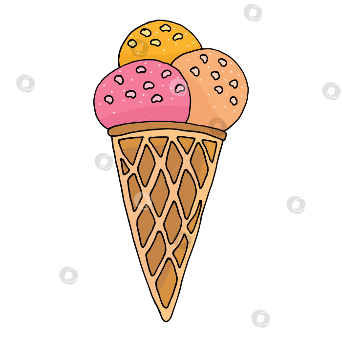 Скачать Иллюстрация - мороженое в вафельном рожке - эскимо фотосток Ozero
