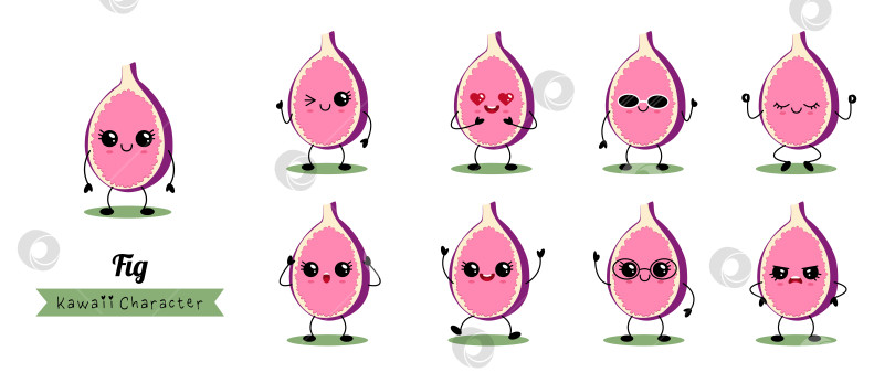 Скачать Мультяшный набор фиг. Кавайный персонаж, нарисованный от руки. фотосток Ozero