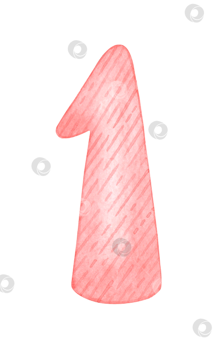 Скачать Розовая акварельная иллюстрация номер один фотосток Ozero