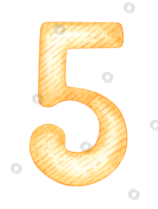 Скачать Желтая акварельная иллюстрация номер пять фотосток Ozero