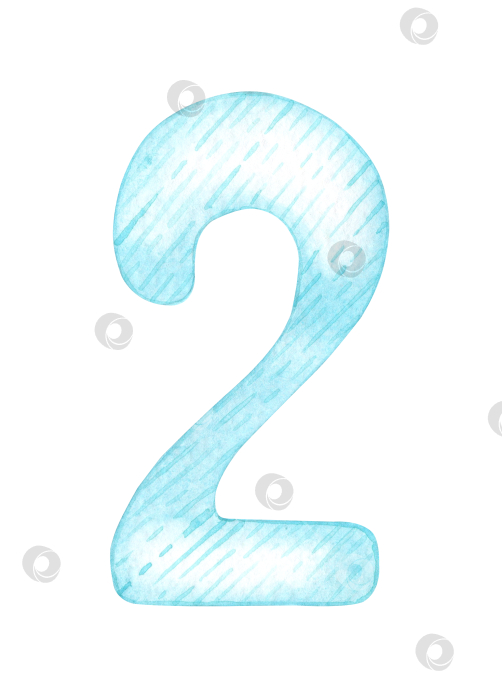 Скачать Синяя акварельная иллюстрация номер два фотосток Ozero