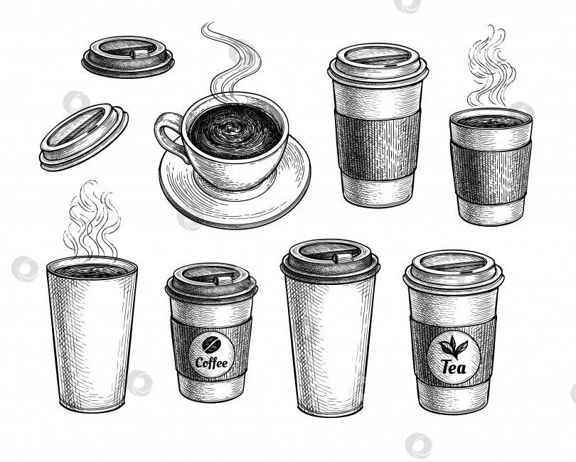 Скачать Большой набор для приготовления кофе и чая. фотосток Ozero