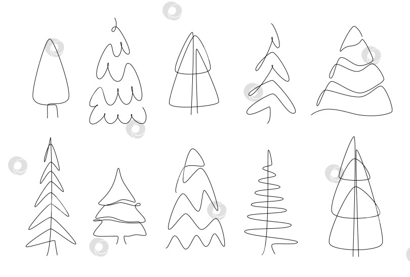 Скачать Набор простых рождественских елок на белом фоне фотосток Ozero