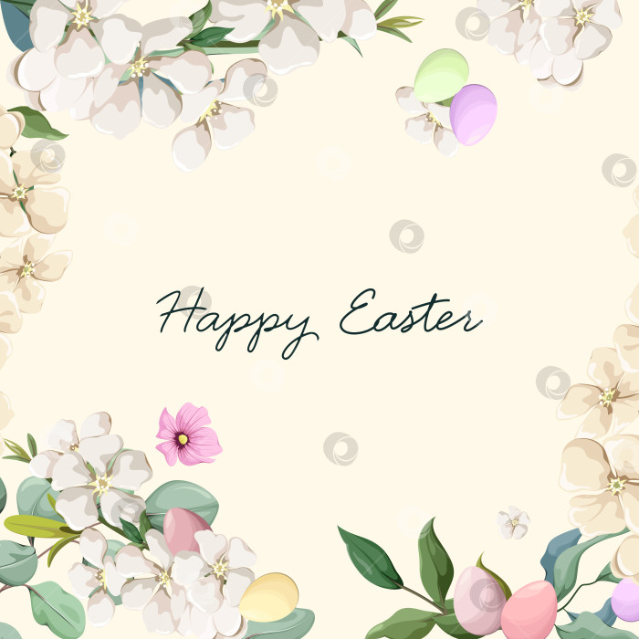 Скачать Фон с цветами и яйцами фотосток Ozero