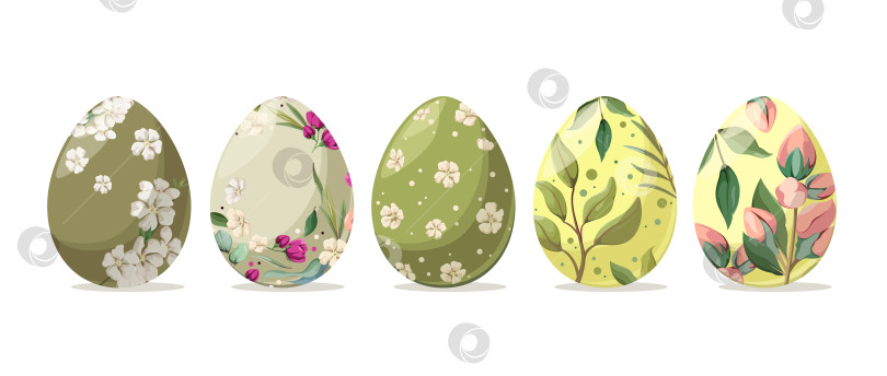 Скачать Набор пасхальных яиц с цветами фотосток Ozero