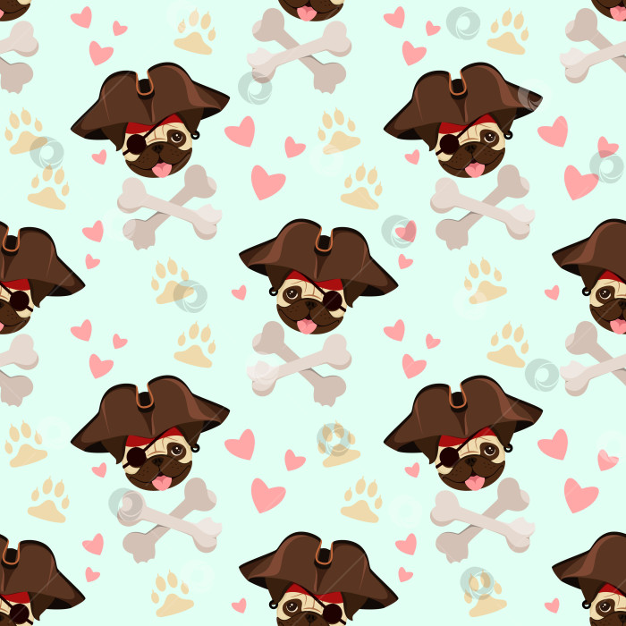 Скачать Бесшовный узор с изображением собаки-пирата фотосток Ozero