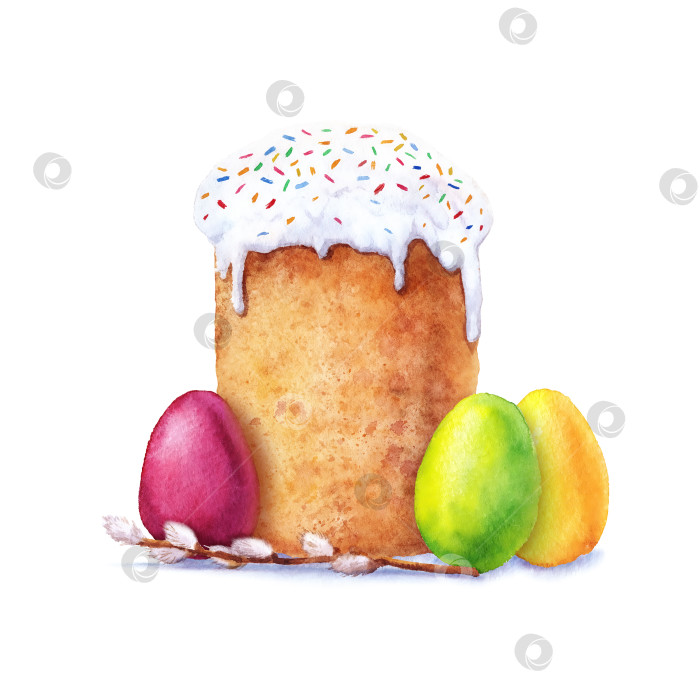 Скачать Акварельный пасхальный кулич фотосток Ozero