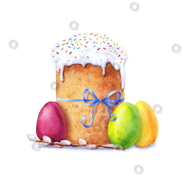 Скачать Акварельный пасхальный кулич фотосток Ozero