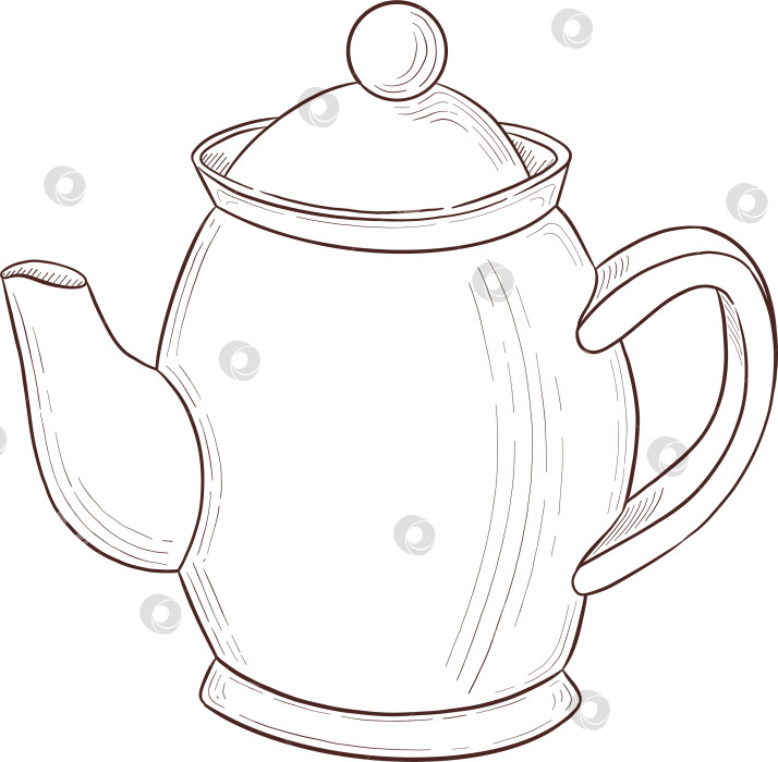 Скачать Черно-белая иллюстрация в стиле гравюры, состоящая из чайной чашки, чайного заварника, чайных листьев, чайных пакетиков и цветов и ягод шиповника, подробная схема упаковки, социальные сети, меню фотосток Ozero