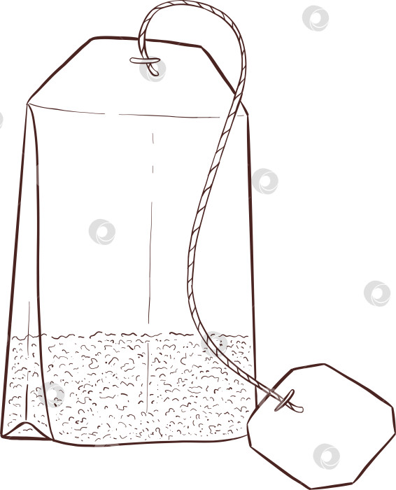 Скачать Черно-белая иллюстрация в стиле гравюры, состоящая из чайной чашки, чайника, чайных листьев, чайных пакетиков и цветов и ягод шиповника, подробная схема упаковки, социальные сети, меню фотосток Ozero