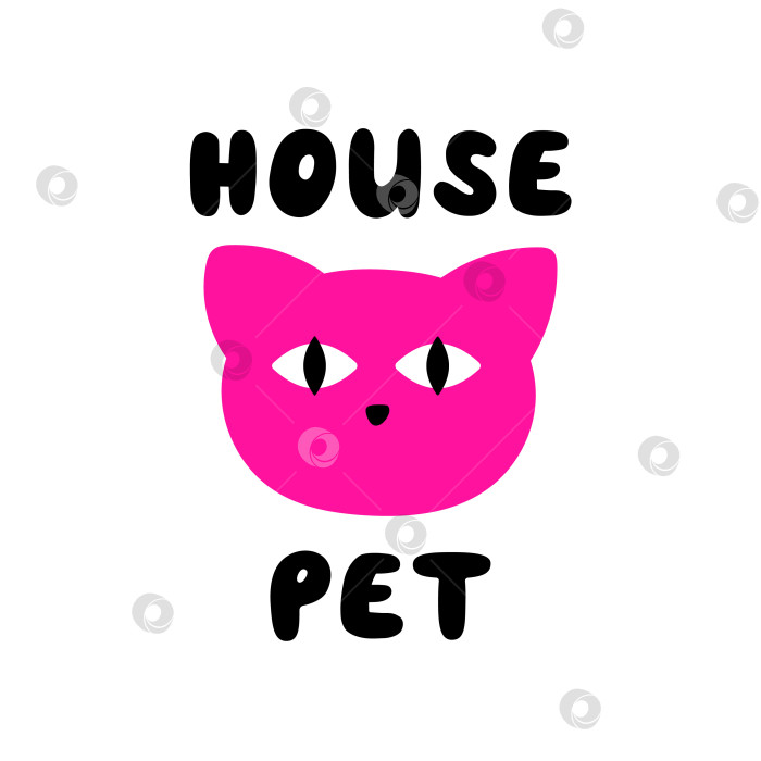 Скачать Симпатичный логотип с кошачьей мордочкой и текстом - векторная иллюстрация домашнего питомца фотосток Ozero