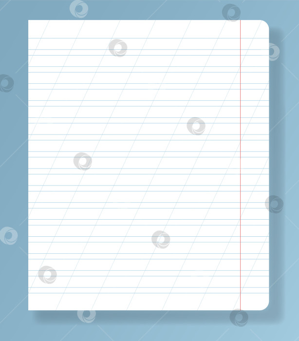 Скачать Узкая линейчатая бумага с наклонными линиями для тренировки рукописного ввода. Вектор страницы русской школьной тетради. фотосток Ozero