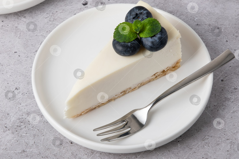 Скачать Классический нью-йоркский чизкейк на элегантной белой тарелке фотосток Ozero