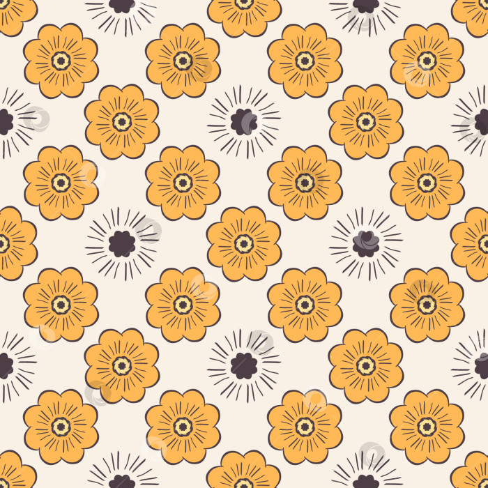 Скачать Бесшовный векторный паттерн с желтыми цветами фотосток Ozero