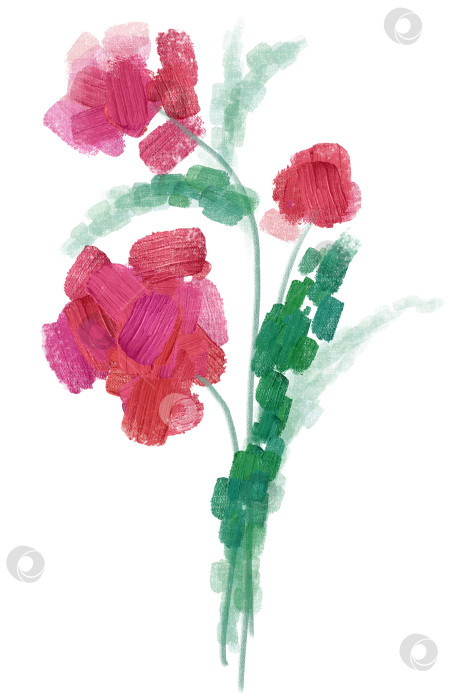 Скачать Выразительный букет цветов, выполненный яркими мазками масляной краски. фотосток Ozero