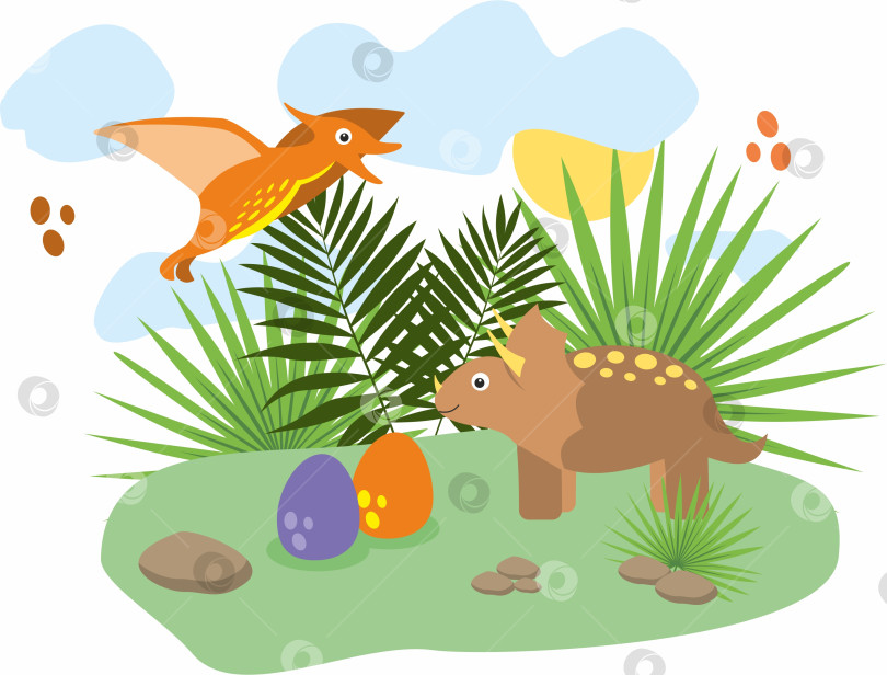 Скачать Милые динозавры. Динозавры ярких расцветок. Герои мультфильмов Дино фотосток Ozero