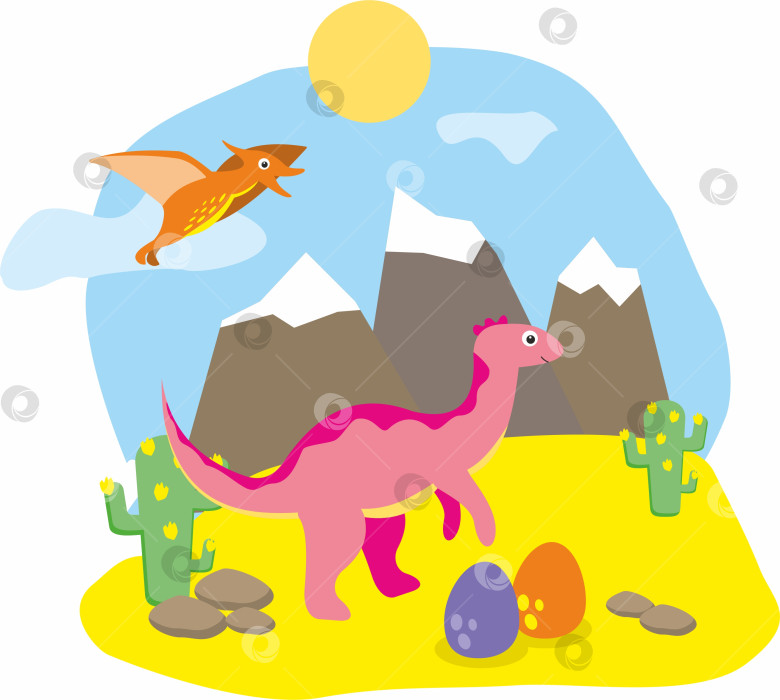 Скачать Милые динозавры. Динозавры ярких расцветок. Герои мультфильмов Дино фотосток Ozero